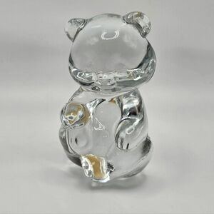VINTAGE Fenton Clear Glass Teddy Bear Figurine Handmade